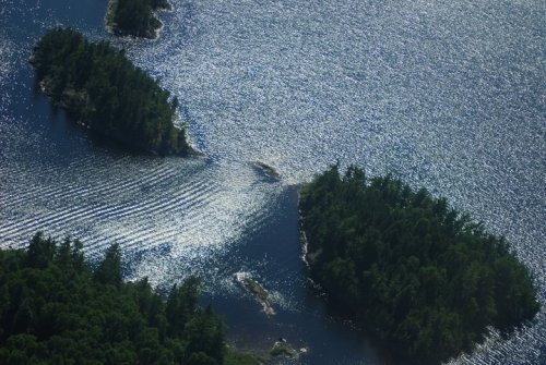 Aerial view of Minnitaki Lake, just north of the chutes. Sioux Lookout, Ontario, Canada.