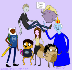 ninthcircleofhelia:  All together now! Adventure Time/Community crossover extravaganza~~ (Shirley was super hard to get right. I just went with cake because none of the princesses or anything worked out :I)  Yesssssss :D