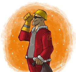 Kynimdraws:  I Think It Would Also Be Funny If Engie Volunteered As A Mall Santa