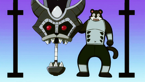  Gajeel: Damn, that’s one big sword.Happy: Aye! If we measure it this way, it’s 4 Pantherlilies big!Gajeel: Who gives a crap about it?!