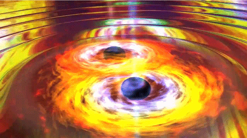expose-the-light:Black HolesAs two black holes spiral into each other, they produce gravity waves th
