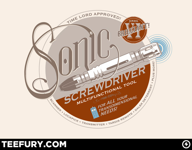 Steve Thomas and his brother turned the Doctor Who Sonic Screwdriver into a household item in their new collaborative shirt design. On sale today only (01/10) at TeeFury for $10!
Related Rampages: Star Wars Travel Posters(More)
The Sonic Mark VI by...