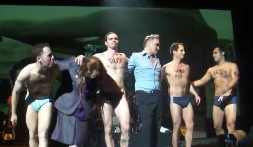 fuckmorrissey-solo:The boys in their speedos, and Boz in his dress.