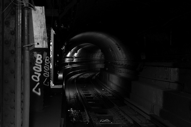 deshaunicus:  Tunnel. Shot from the Clark St. station in Brooklyn. 