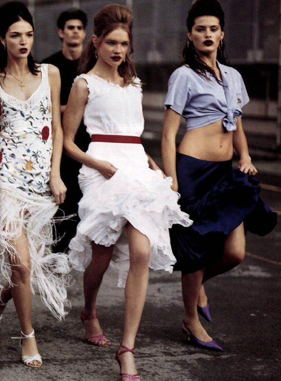 Mariacarla Boscono, Natalia Vodianova, and Isabeli Fontana by Bruce Weber for Vogue