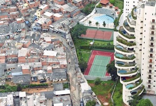  Favelas of Brazil. The boundary between wealth and poverty. 