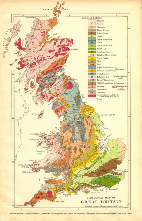 scipsy: Geological map of Britain, 1904 (via Geology of Great Britain)