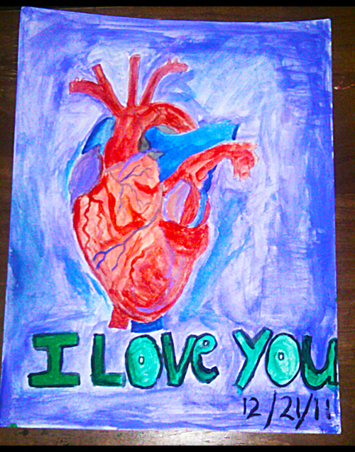 Before and after heart.Watercolour and acrylic paint. c: