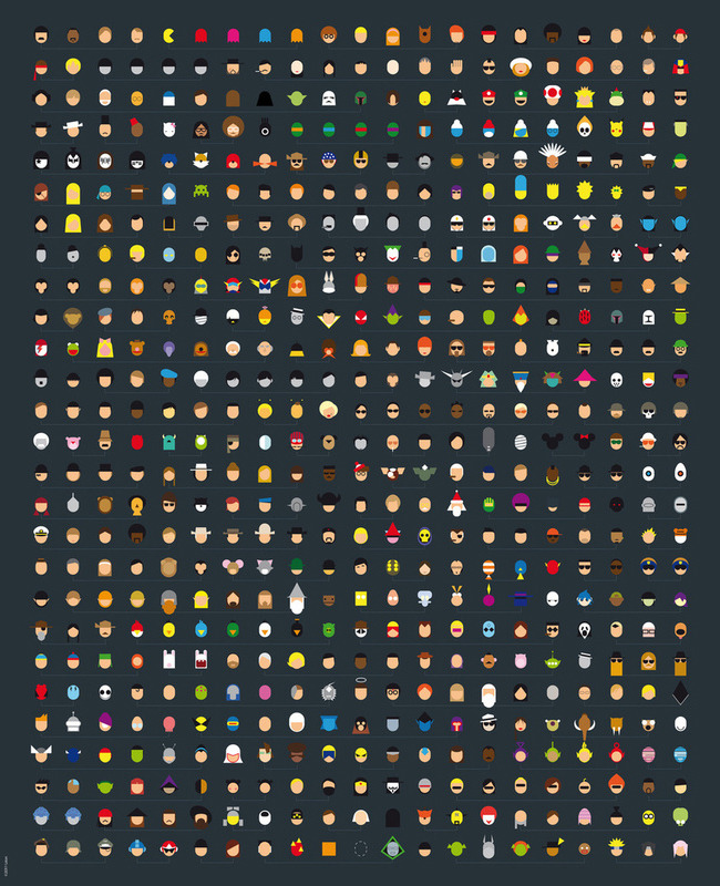 A massive amount of famous characters from video games, comics, film and music have been simplified and categorized by artist Grégoire Guillemin. His BIG / new design is now on sale in print form over at Society6. (Full Size)
Related Rampage: Famous...