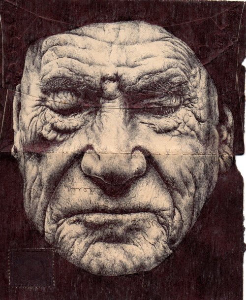 fer1972:  Bic Biro on 1918 envelope www.markpowellart.tumblr.com 