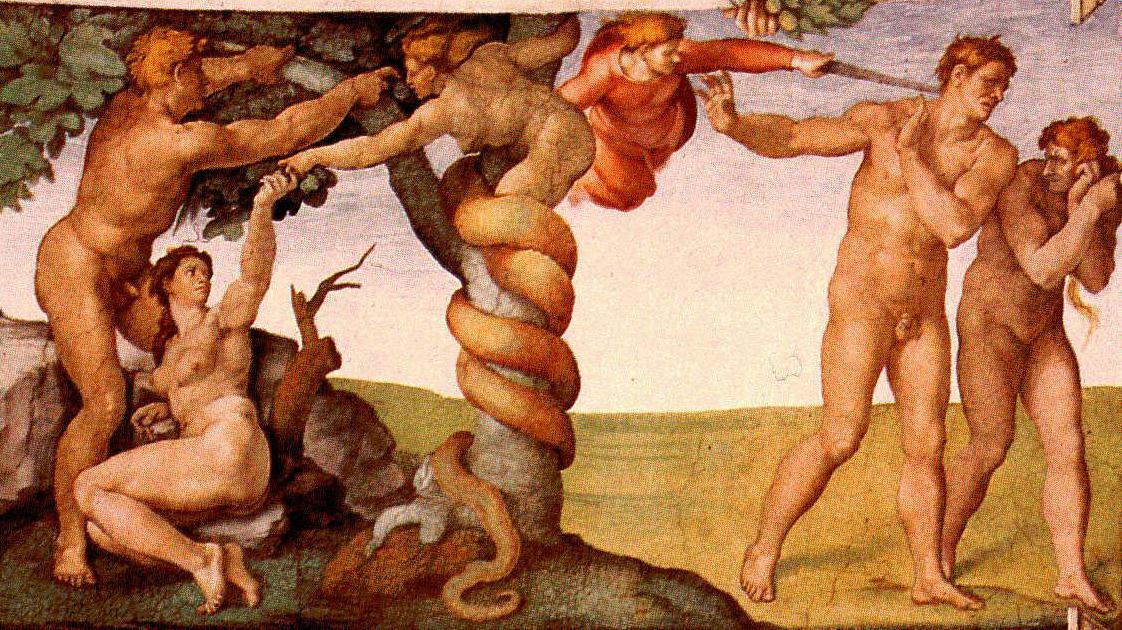 barefootmarley:  the fall of man and the expulsion sistine chapel ceiling michelangelo