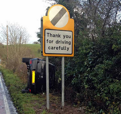 Sarcastic road sign is sarcastic(via Nothing To Do With Arbroath: Thank you)