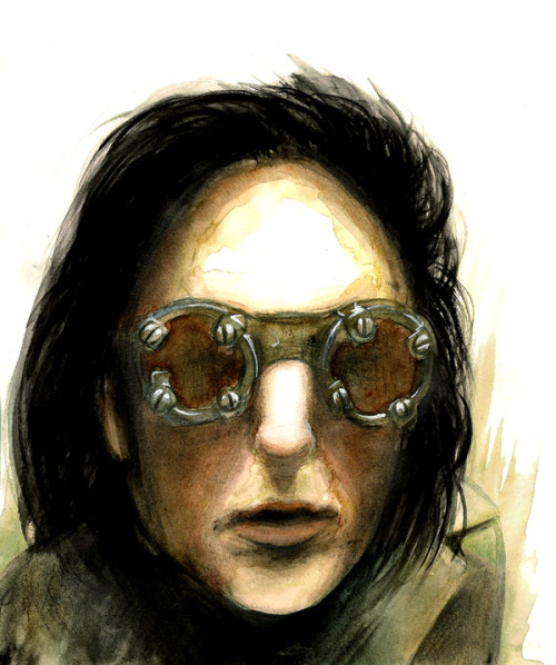 Trent Reznor + goggles = epic winAlso, ‘Closer’ is the best, creepiest music video ever <3 Watercolours, ink, coffee, acrylic paint