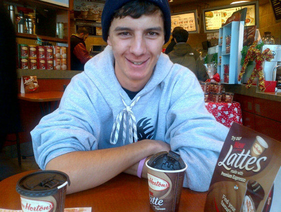 My boyfriend (: Took this at Tim Hortons.