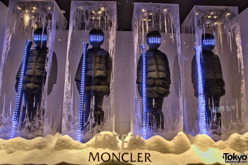 Awesome Daft Punk-esque holiday window display at the Moncler shop in Aoyama.