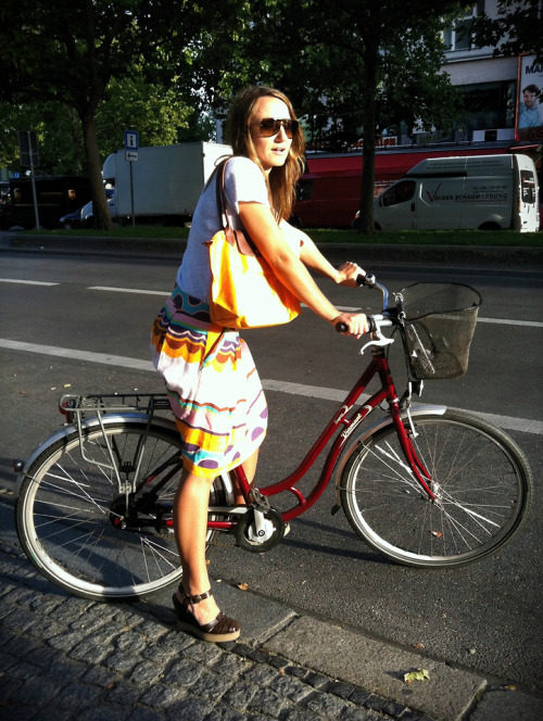 delightfulcycles: (via Sandro T Shirt, Zara Skirt, Kg By Kurt Geiger Wedges, Bottega Veneta Sunglass