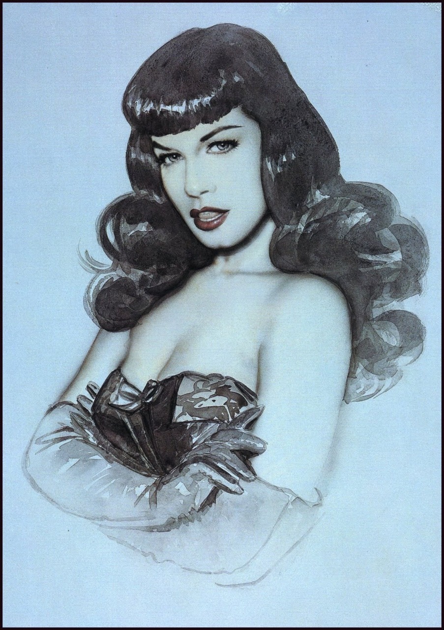 blackswanpersona:  thenotoriousbettiepage:  Bettie Page painting by Olivia De Berardinis