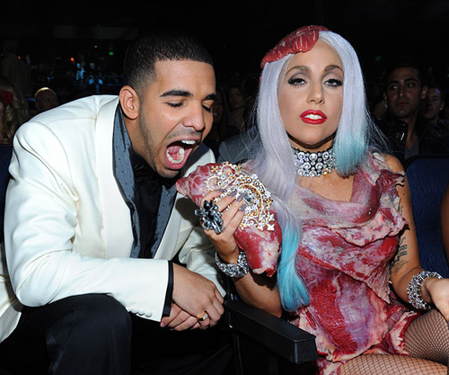 drake are u trying to eat lady gagas purse? lol