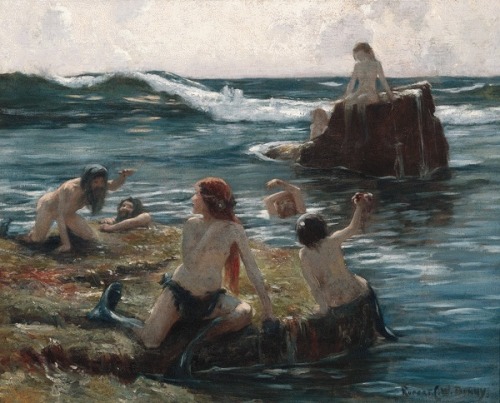 lakeoftranquilitylane:Rupert Bunny, 1864-1947Tritons at plat (“Tritona”) ca.1890, 73x91&