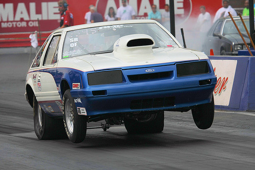 puremuscle:  1985 Mustang Wheelie (by lclutchl)
