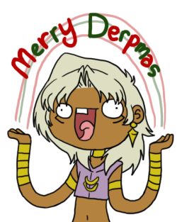 shujinkakusama:  meepsthesmall:  Did this for Meg.  XD  She mentioned last night she wanted Malik saying Merry Derpmas and this image came to mind.  I traced the SARCASM picture and took the face from the rainbow and put it on Malik.  Oddly appropriate.