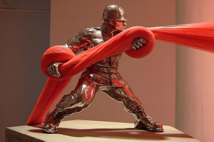 alecshao:  Do-Ho Suh, Paratrooper (The threads are attached to a cloth of embroidered