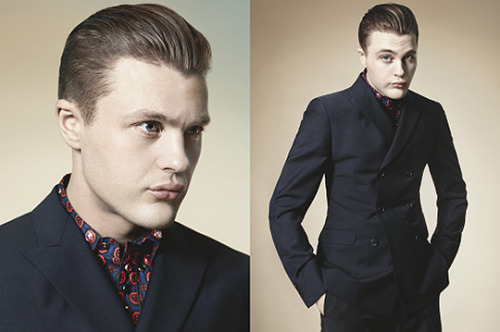 Prada’s SS12 campaign takes Boardwalk Empire’s star Michael Pitt and pairs him with strong, playful colorful prints for the upcoming season, all inspired by a 50’s era ambience. Especially loving the silk patterned neck scarves…