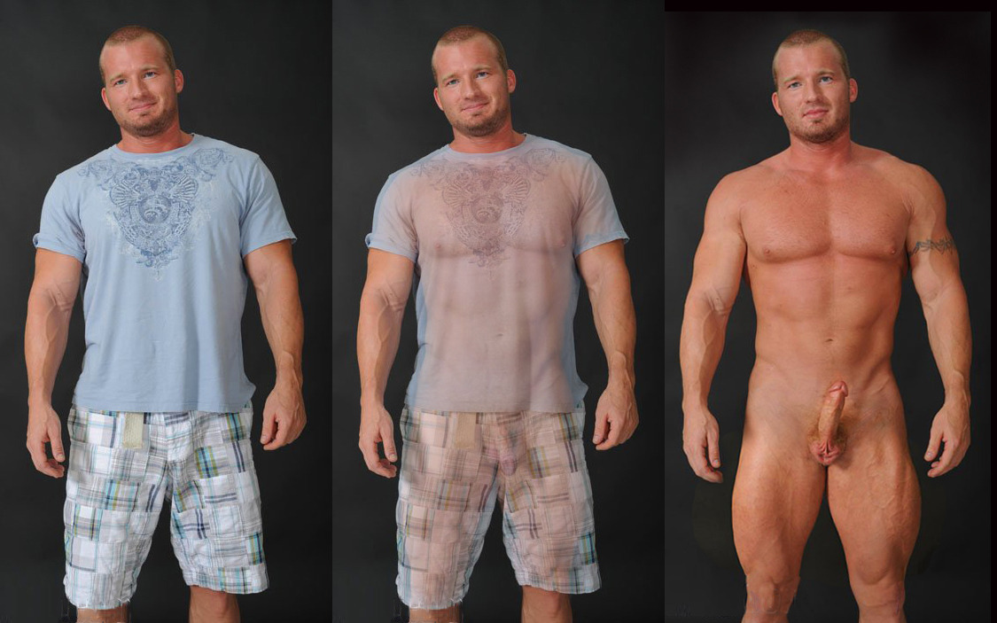 rugbyplayerandfan:  speci-men:  Speciman 10a28: Clothed, See-through, Unclothed 