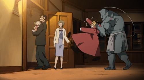 dont-hide-yourself-in-regret:  Alicia: Big brother. Little brother. Edward: Nice to meet you, my name is Edward Elric. This is my younger brother Alphonse Elric. Get that younger brother. Alicia: But, younger means little. You’re little. Alphonse: *While