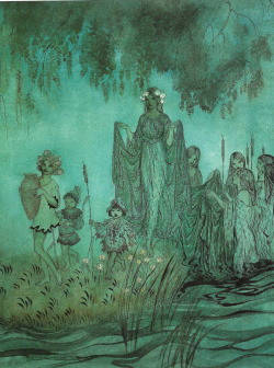 enchantingimagery:  Sabrina rises - an illustration for Comus by Arthur Rackham. A scan by me from Arthur Rackham - A Life In Illustration by James Hamilton. 