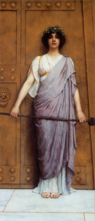 fuckyeahpreraphaelites:At the Gate of the TempleJohn William Godward1898 