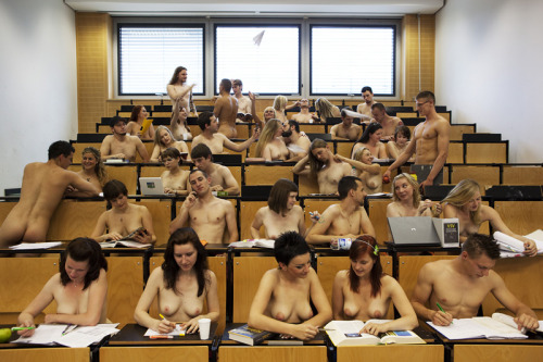 vitanudawest:Imagine a world where we could go to class naked and forgo the whole “what am i going t