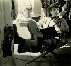 oldhollywood:  Katharine Hepburn on the set of Sylvia Scarlett (1935, dir. George Cukor) (via) 