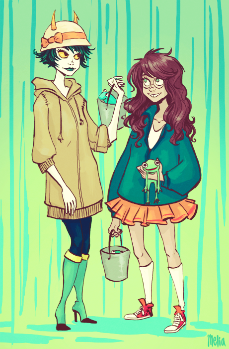 femstuck:[image: jade and kanaya, frog hunting and looking super fashionable! they both have some fr