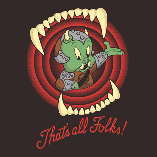 Return of the Jedi meets Looney Tunes in this shirt design remix by Matthew Parsons & Chris McVeigh. On sale today (12/28) for $10 at Shirt Punch!
Miss the sale? It’s also available at RedBubble.
That’s All Folks! - Art by Matthew Parsons |...