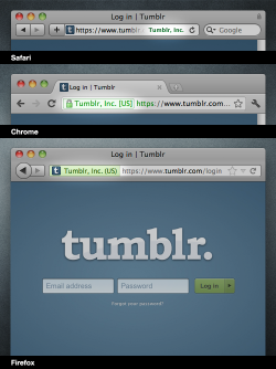 staff:  Keep your blog safe! Never type in your password unless you see the green “Tumblr, Inc.” emblem in your browser. Spammers and other bad guys use fake forms to steal passwords. 