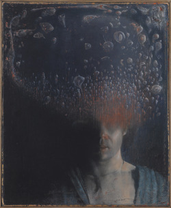  selfportrait with bacterial cloud 2010 oil on linen,  50 x 40 cm 