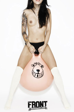 letstalkaboutsocks:  Arabella Drummond on a Space Hopper, wearing socks!