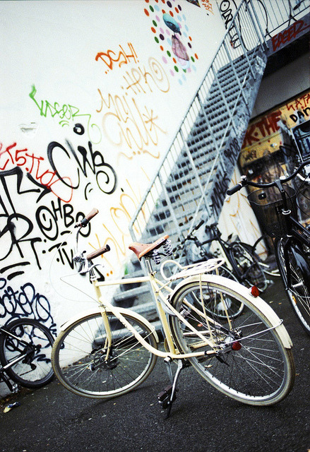 danielarodriguez: Bicycle against a graffiti wall by The Hamster Factor on Flickr.
