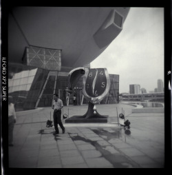 tgwke:  Dali’s melting clock. Holga CFN 120// Ilford XP2 400// ArtScience Museum, Singapore.  