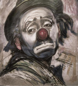  “Heard a joke once: Man goes to doctor. Says he’s depressed. Says life seems harsh and cruel.  Says he feels all alone in a threatening world where what lies ahead is vague and uncertain.  Doctor says “Treatment is simple. Great clown Pagliacci