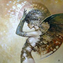 fabulouslyfreespirited:  “Stranger” by Karol Bak  This is awesome. Would be totally perfect Magic card art, too.