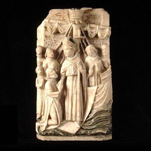 sacredimages: St. Thomas Becket meets Pope Alexander III at Sens - Alabaster Scene of the Life of St