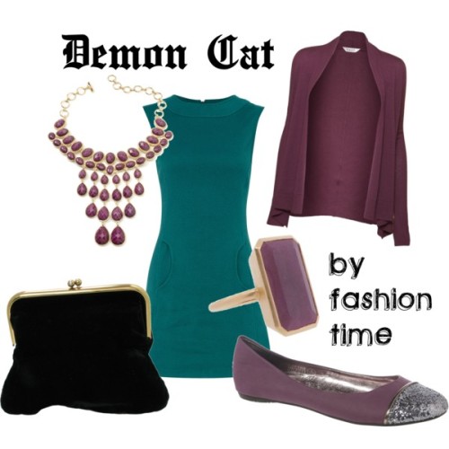 fashiontimeblog:  Demon Cat by fashion-time featuring a knit cardigan