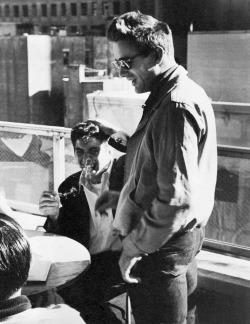  James Dean and Bob Heller on the roof of