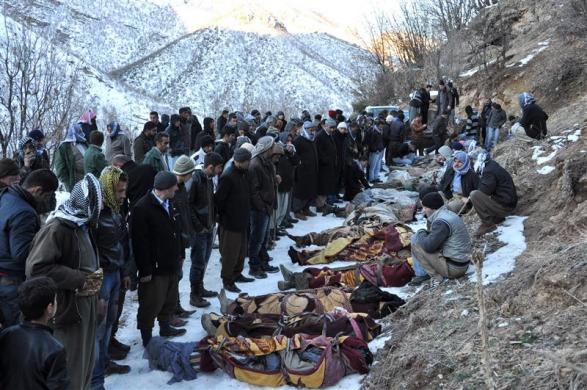 Ortasu, Turkey
Locals gather around bodies of people who were killed in air strikes. Turkish warplanes launched air strikes against suspected Kurdish militants in northern Iraq near the Turkish border overnight, the military said on Thursday, but...
