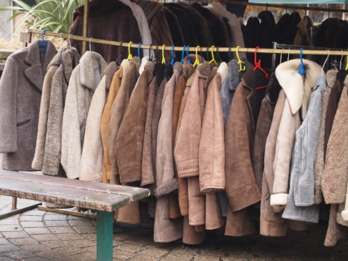 wide choice of coats at Totnes market today