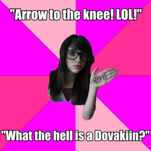 melissatheamazing:  Arrow to the Knee has become the new The Cake is a Lie