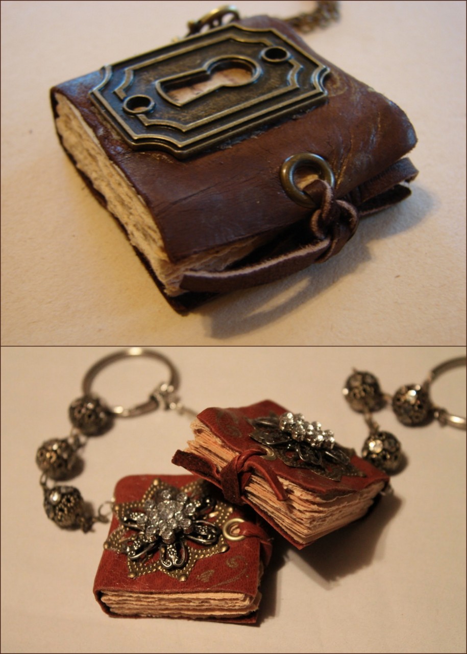 truebluemeandyou:  DIY Mini Book Necklaces with Charms. I have posted 3 or 4 mini