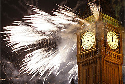 LONDON, ENGLAND - JANUARY 01: Fireworks light up the London skyline and Big Ben just after midnight 